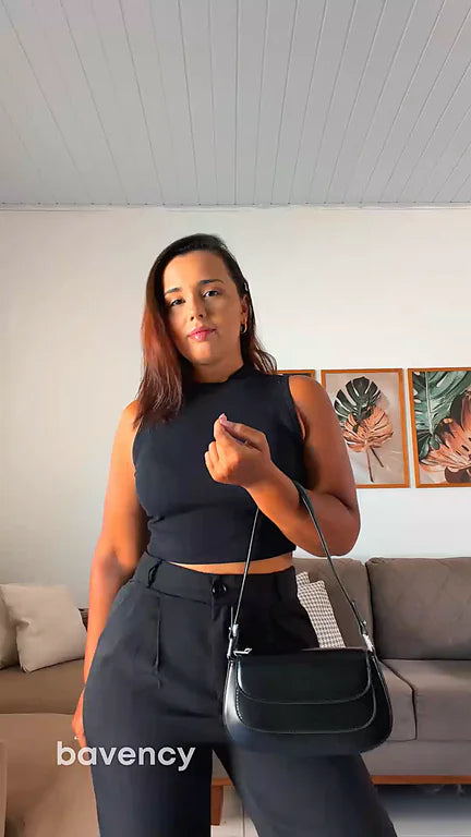 Bolsa Baguete Minimalista Isabele – Alça de Ombro e Transversal